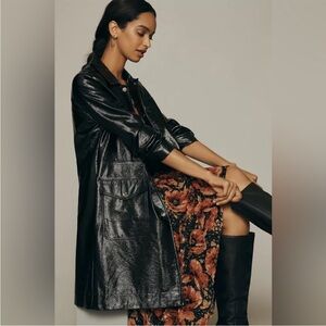 Maeve Crinkled Faux Leather‎ Car Coat Sz M